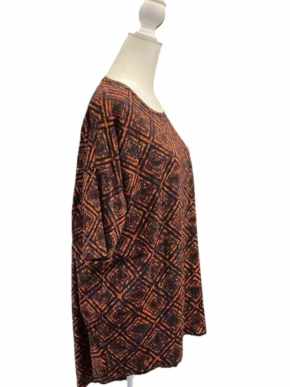 LuLaRoe Irma Tunic Top S Geometric Diamond Print Orange Black - Picture 6 of 6